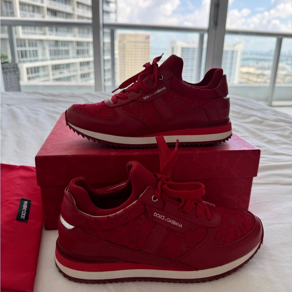 Dolce & Gabbana Women’s Red Lace Sneakers EU 36.5